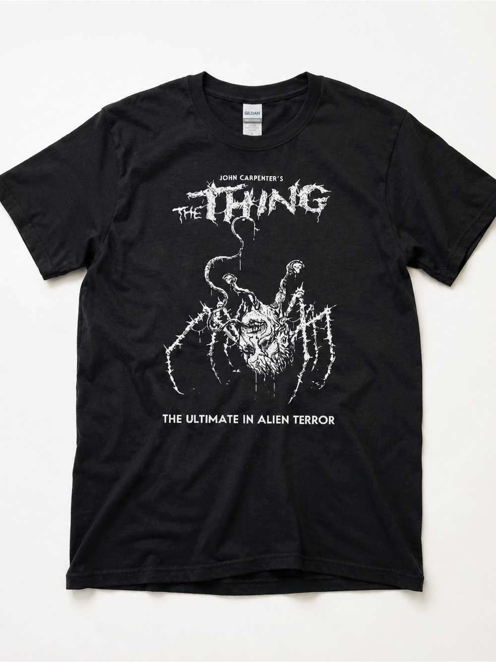 Gildan Black The Thing Graphic Tee with White Print